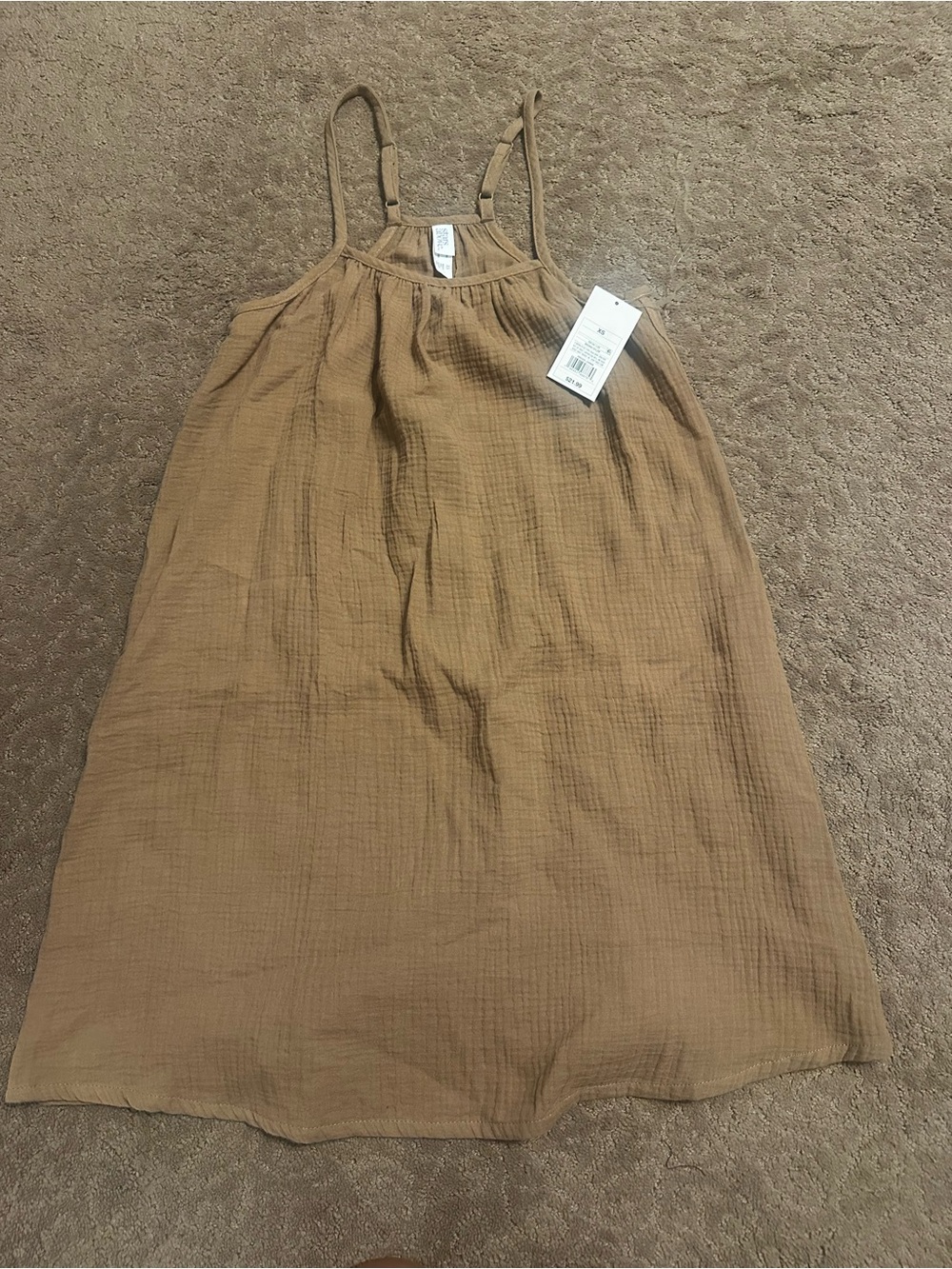stars above Tan Sleeveless Cotton-Feel Girls' Dress